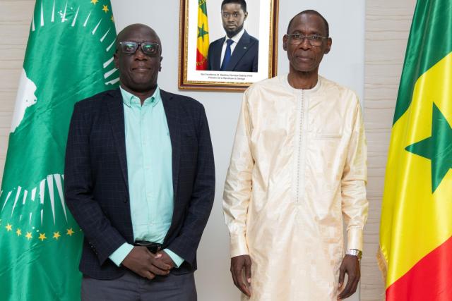 S.E.M. Cheikh NIANG, Ministre de l’Intégration africaine, des Affaires étrangères et des Sénégalais de l’Extérieur et Monsieur Kenneth Mpyisi, Directeur exécutif du Réseau africain pour le Dialogue Inter-Partis (AIPDN).